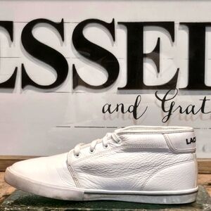 Lacoste Ampthill LCR3 SPM Leather Mens Sz 9.5 White Premium Leather